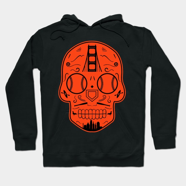 San Francisco Baseball Sugar Skull Hoodie by StickyHenderson